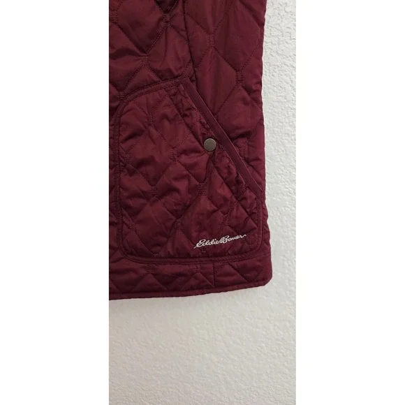Eddie Bauer Women's Quilted Vest Maroon Puffer Sleeveless Jacket Medium - Picture 2 of 5